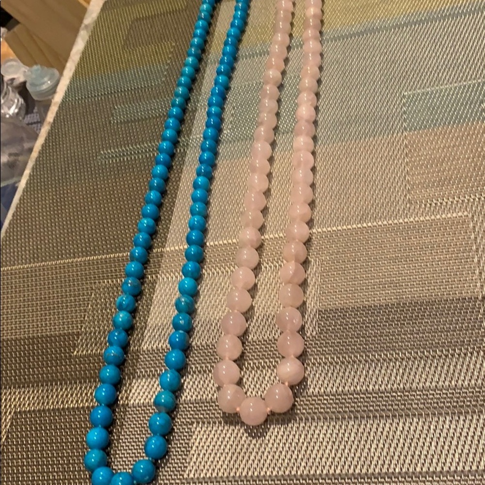 PINK JADE AND TURQUOISE NECKLACES